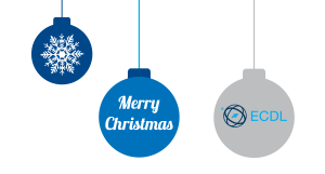 Weihnachtskougeln mit Stern, Merry Christmas und ECDL Logo